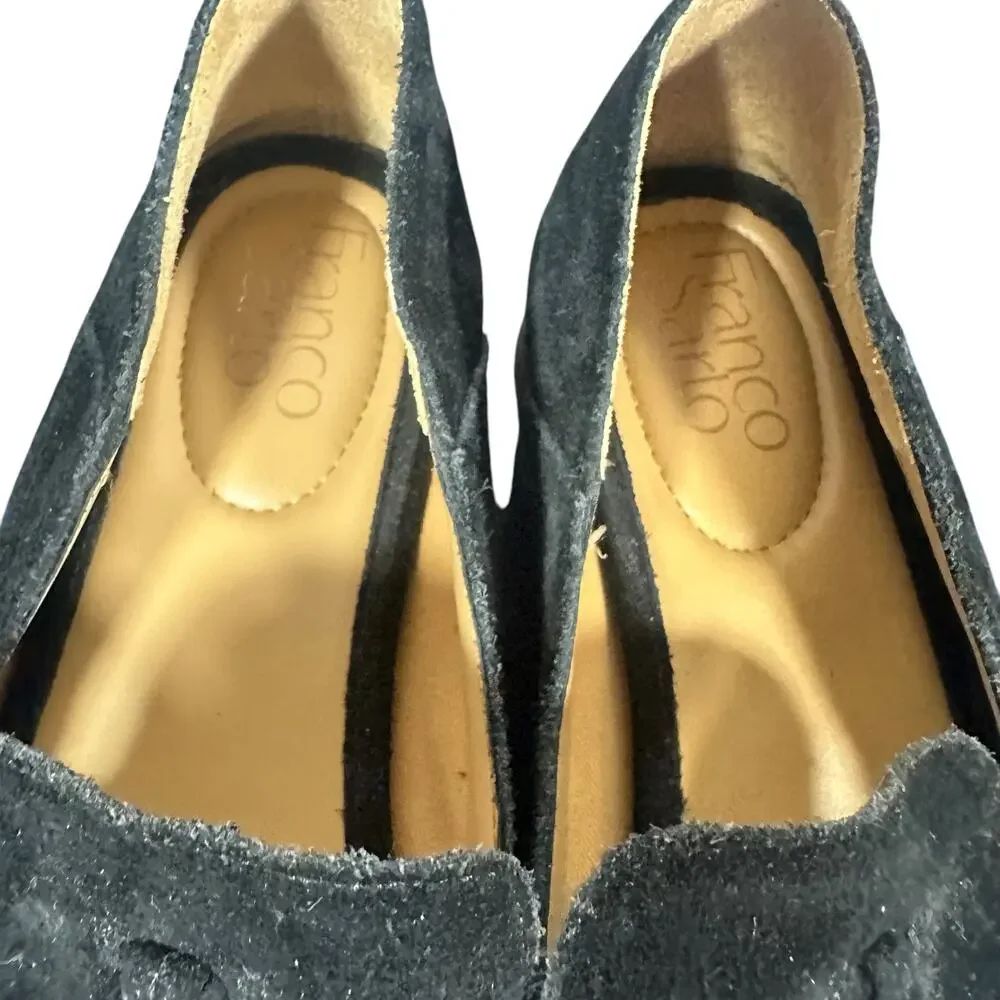 Franco Sarto Black Suede Tassel Loafers Women’s Size 9.5 Slip-On Flats comfort